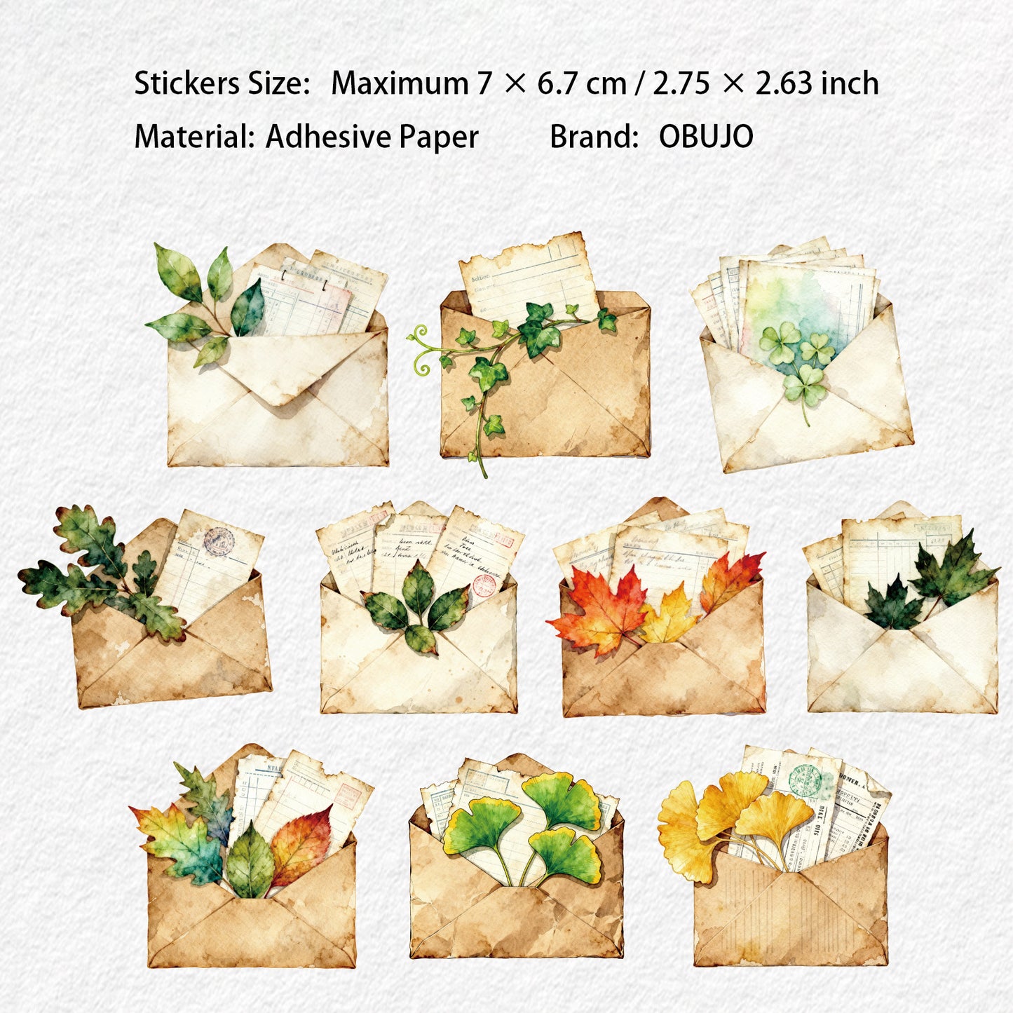 10 Pcs Envelope Themed Stickers YFLX