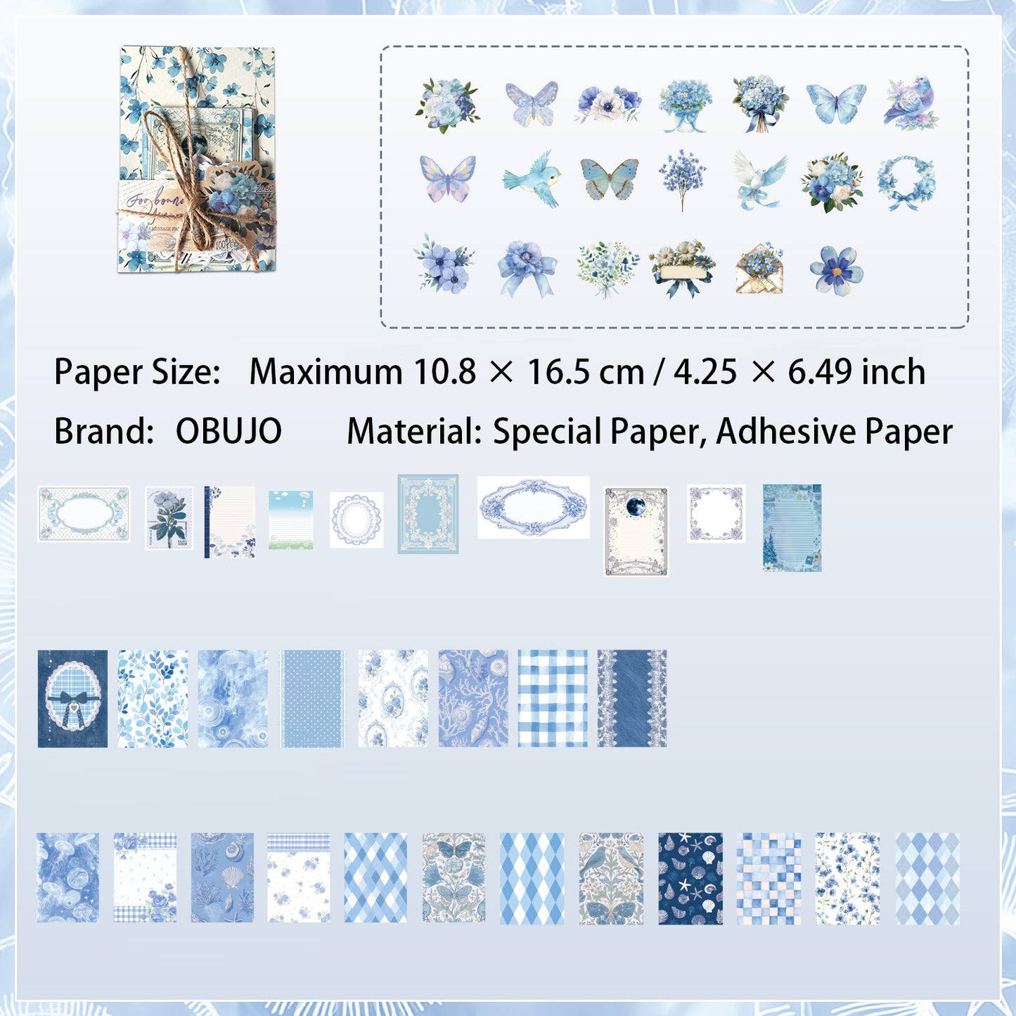 100 Pcs Junk Journal Paper ans Stickers Kit for Starter YFZX