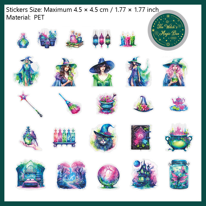50 Pcs Witch Magic PET Stickers NVMF