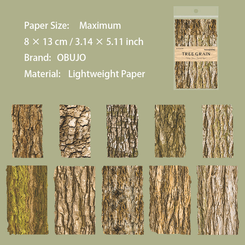 20 Sheets Tree Bark Texture Journal Paper SWYJ