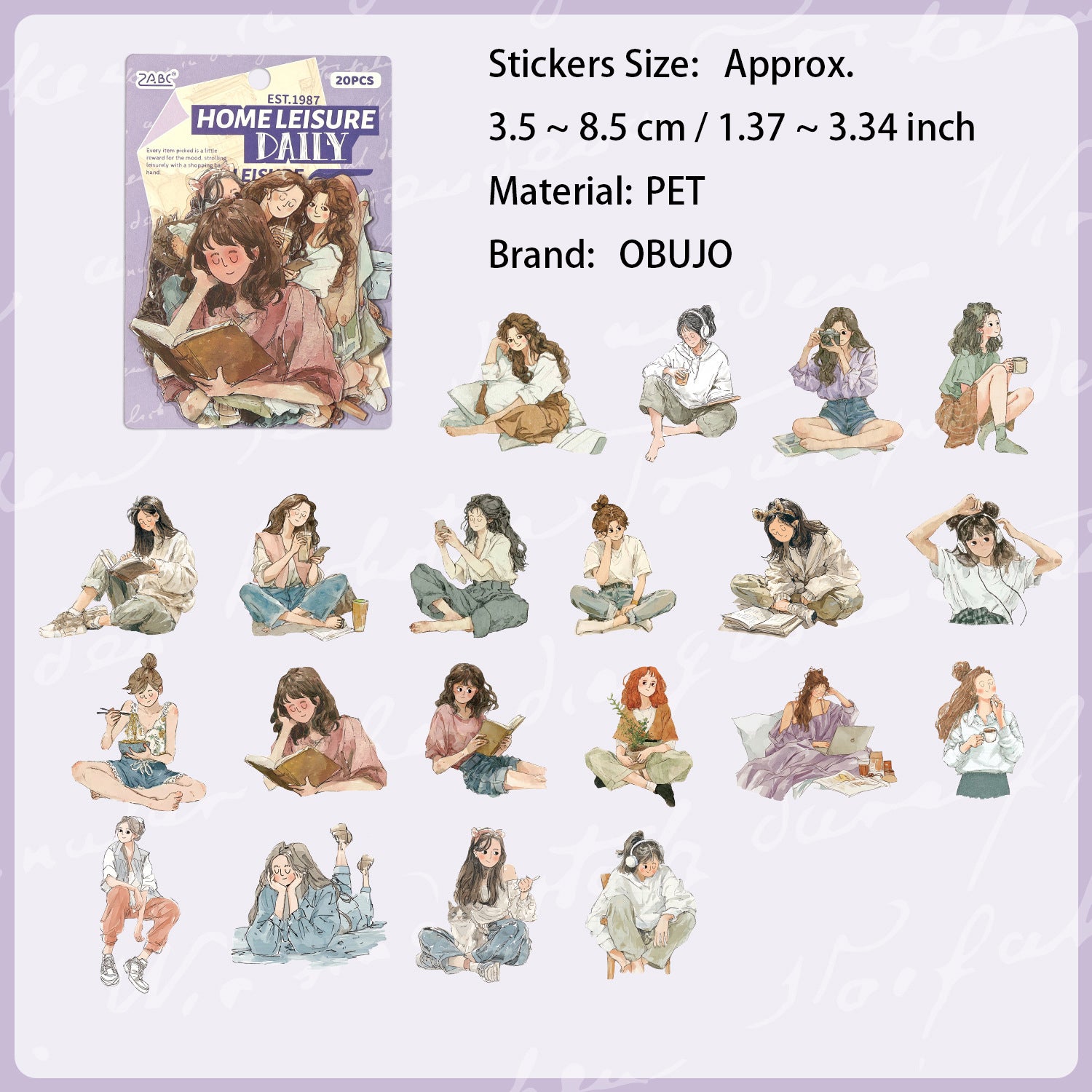 20 Pcs Cozy Girl Life PET Stickers SSSH