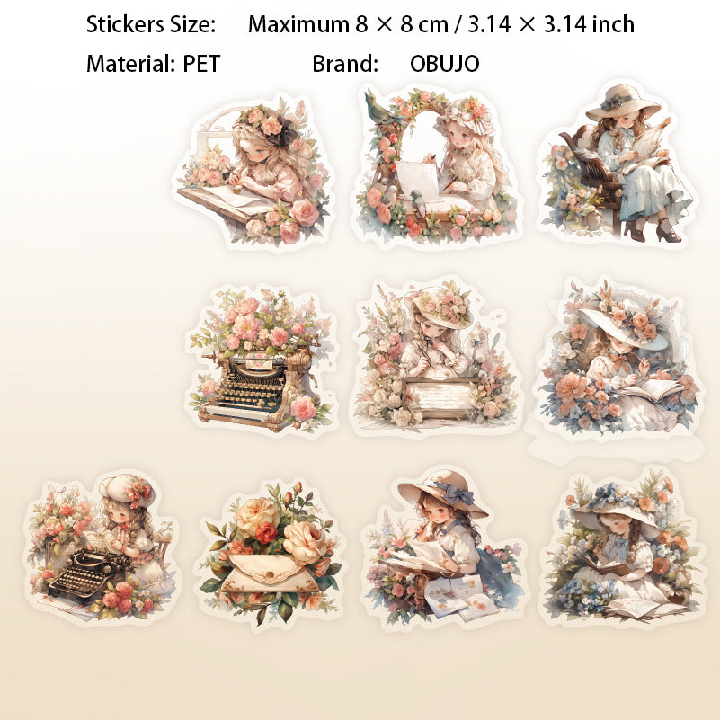 10 Pcs Fantasy Flower Girl PET Stickers HYXS