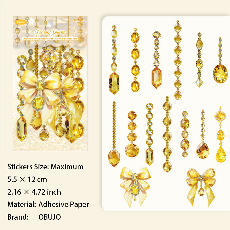 15 Pcs Diamond Jewelry PET Stickers FZZS