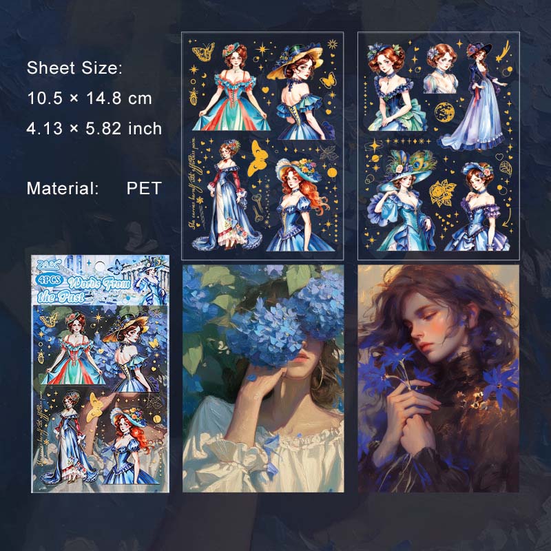 4 Sheets Vintage Lady Stickers FHJY