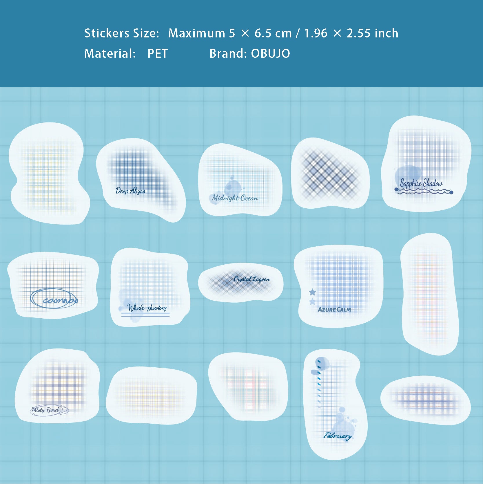 30 Pcs Grid Theme PET Stickers GWSP