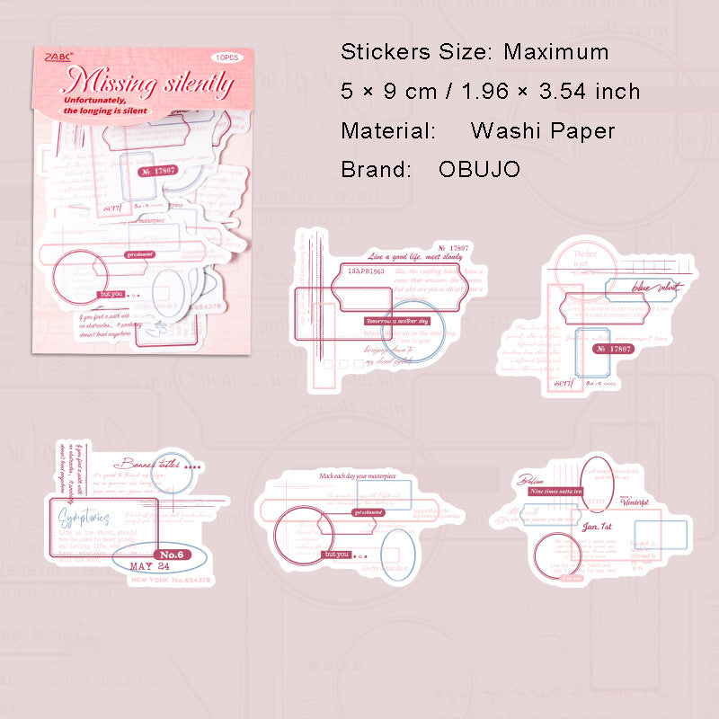 10 Pcs Vintage Collage Washi Stickers SGZY