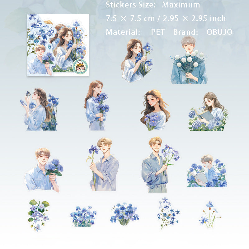 15 Pcs Rose Girl PET Stickers QPZHHZ