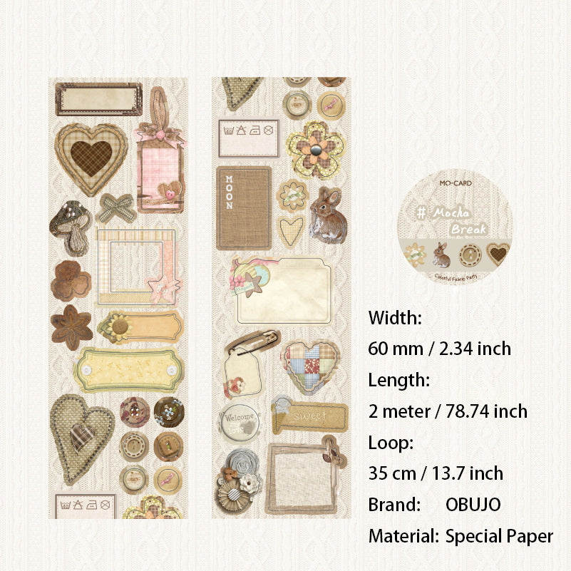 1 Roll Fabric Themed Stickers Tape CBPD