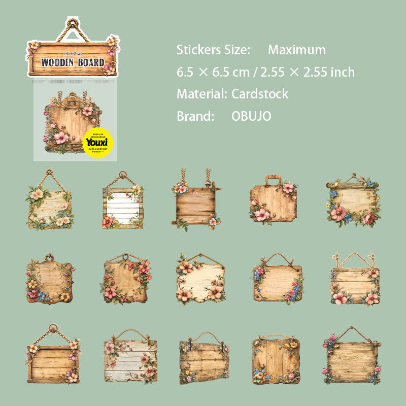 15 Pcs Wooden Sign Cardstock Stickers MJWY