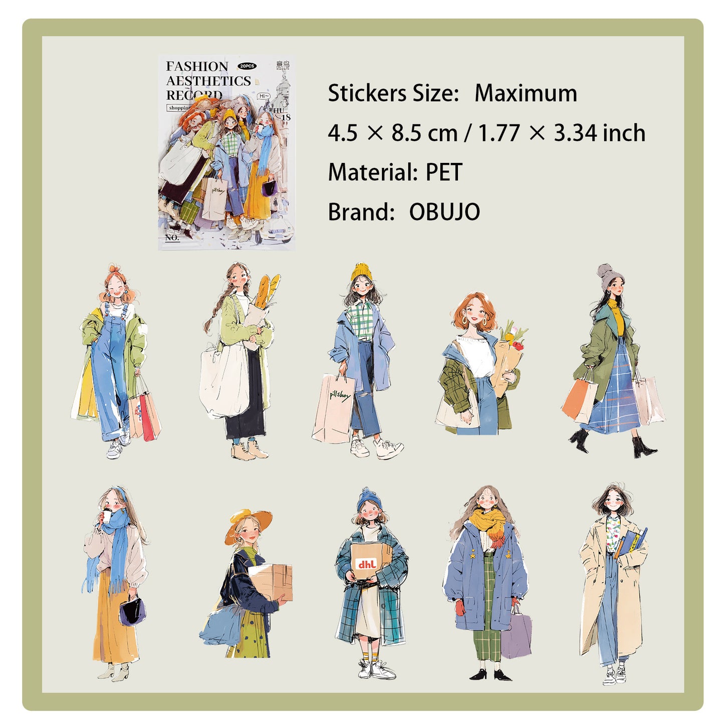 20 Pcs Urban Girl Boy PET Stickers CDMXL