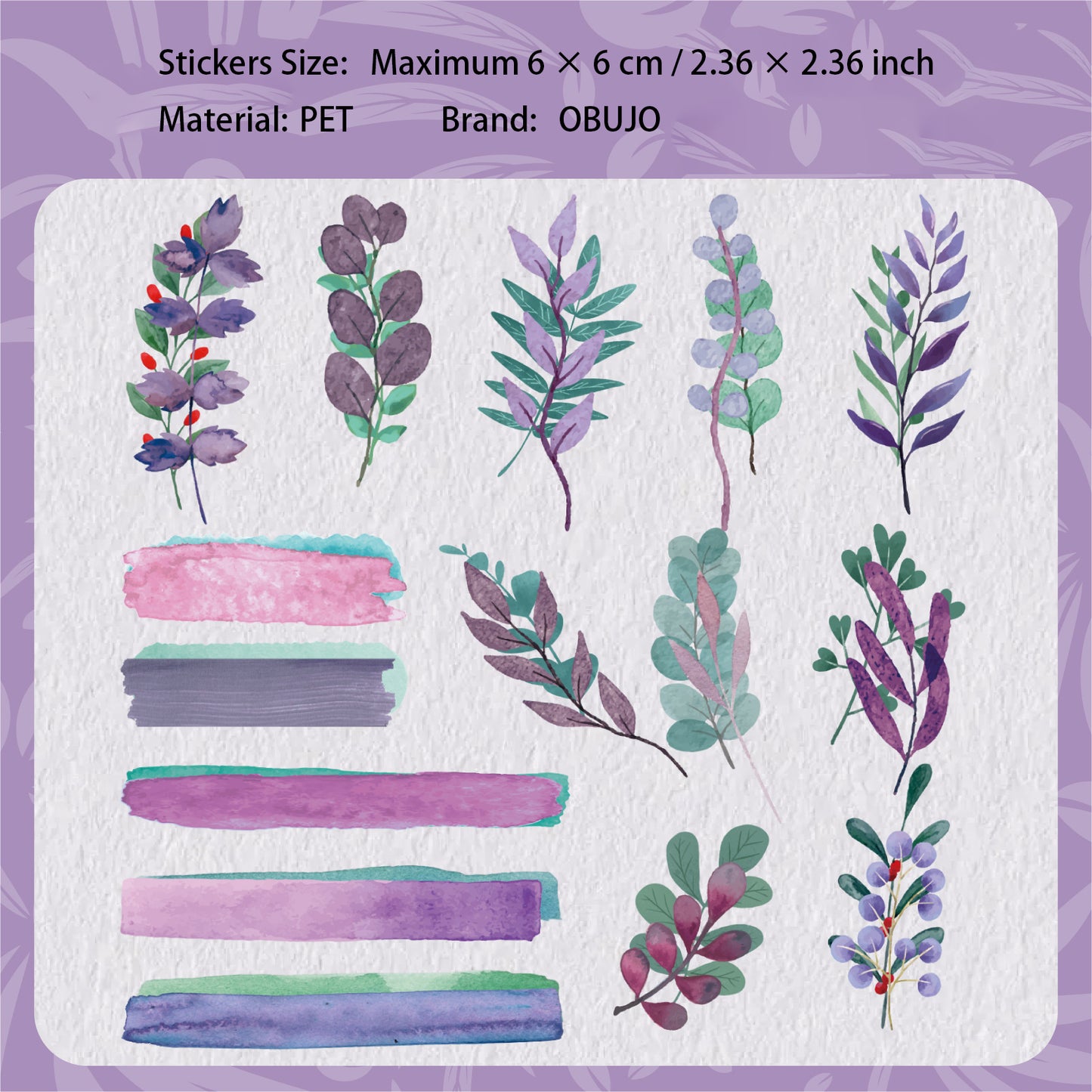 30 Pcs Watercolor Leaf PET Stickers QXXL