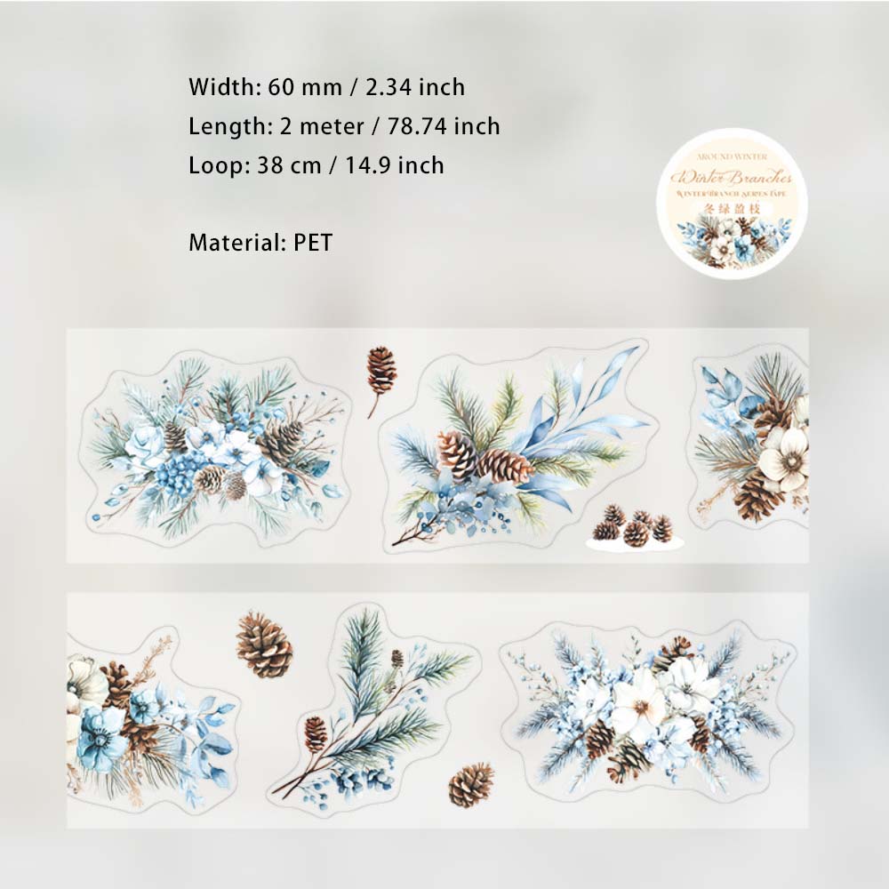 1 Roll Winter Branches PET Stickers Tape DJZY