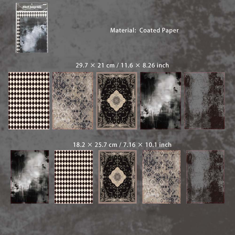 10 Pcs Dark Themed Scrapbook Paper HSTH