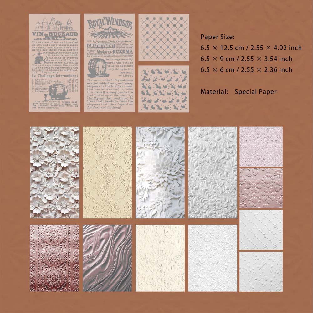 16 Sheets Vintage Texture Scrapbook Paper HJXL