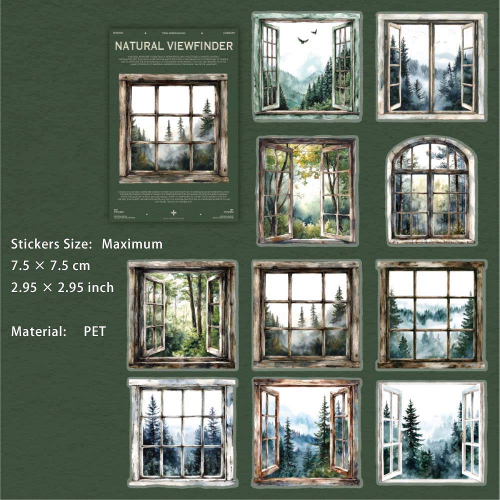20 Pcs Window Landscape PET Stickers ZRQJQ