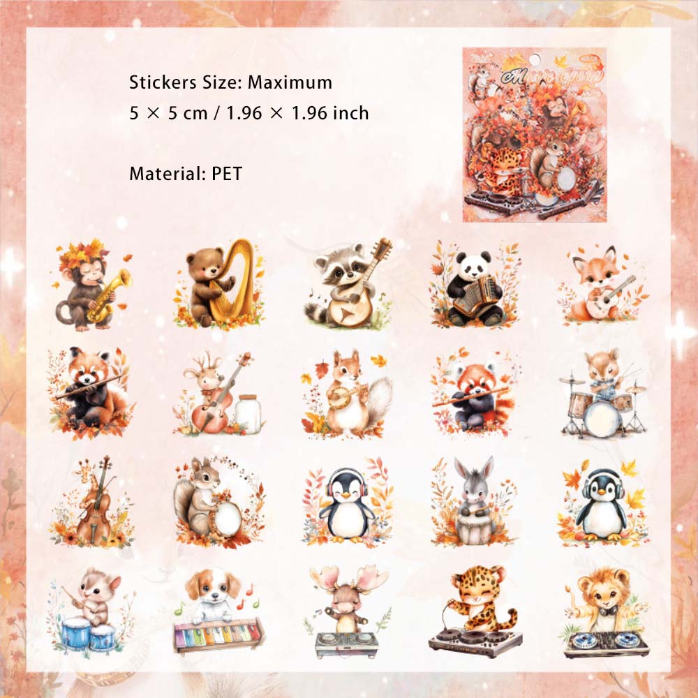 40 Pcs Cute Animal PET Stickers MMDYH