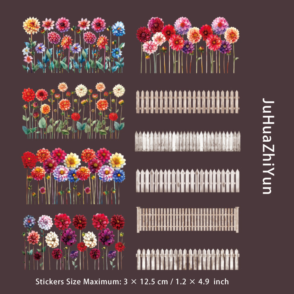 20 Pcs Flower and Fence PET Stickers CSHM