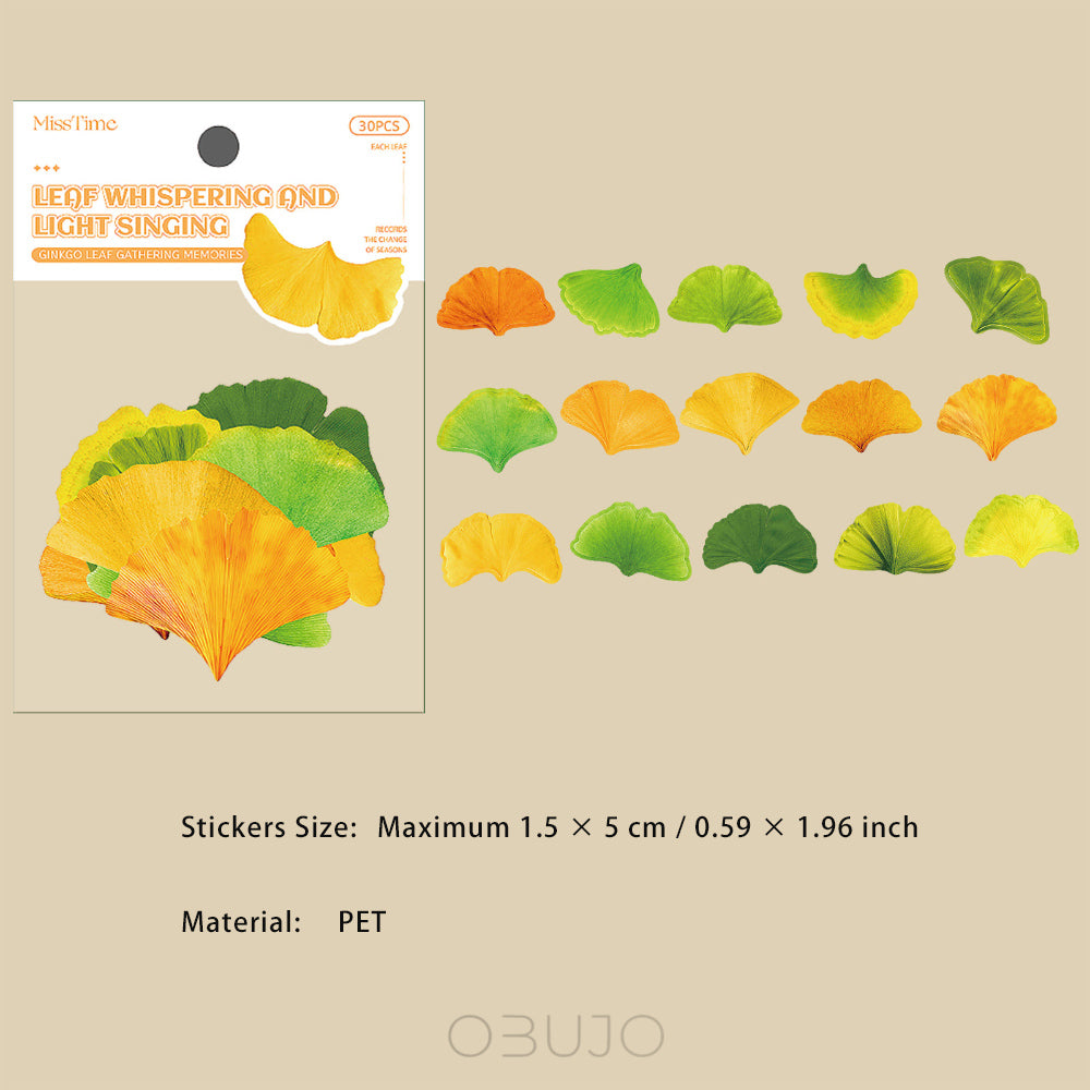 30 Pcs PET Leaf Stickers YYQG