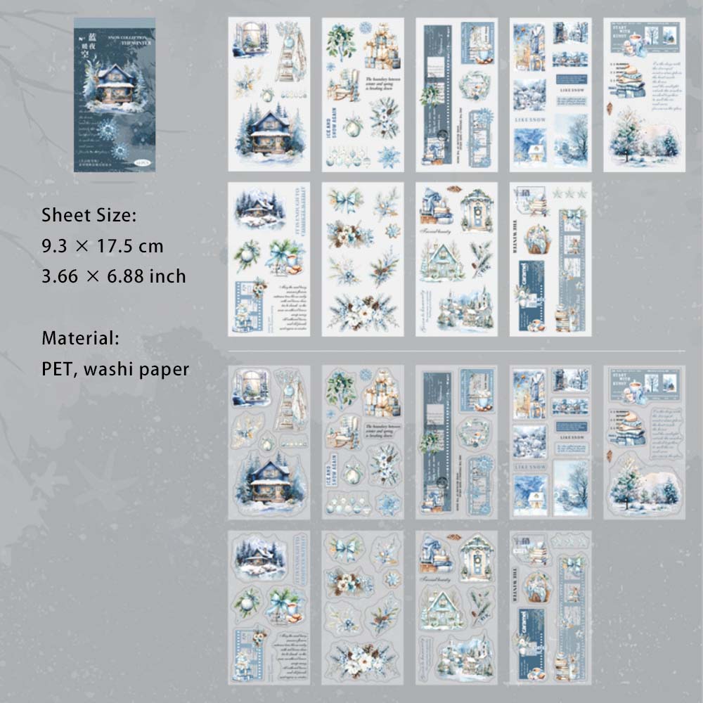 18 Sheets Snow Theme Stickers Book DRYXJ