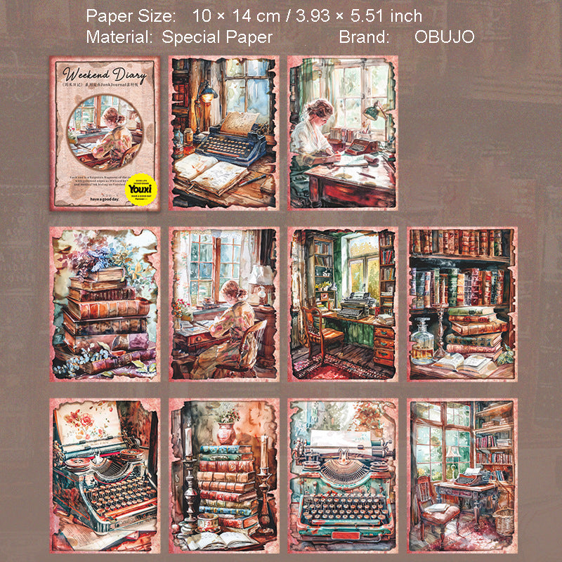 30 Pcs Weekend Theme Vintage Journal Paper ZMRJ