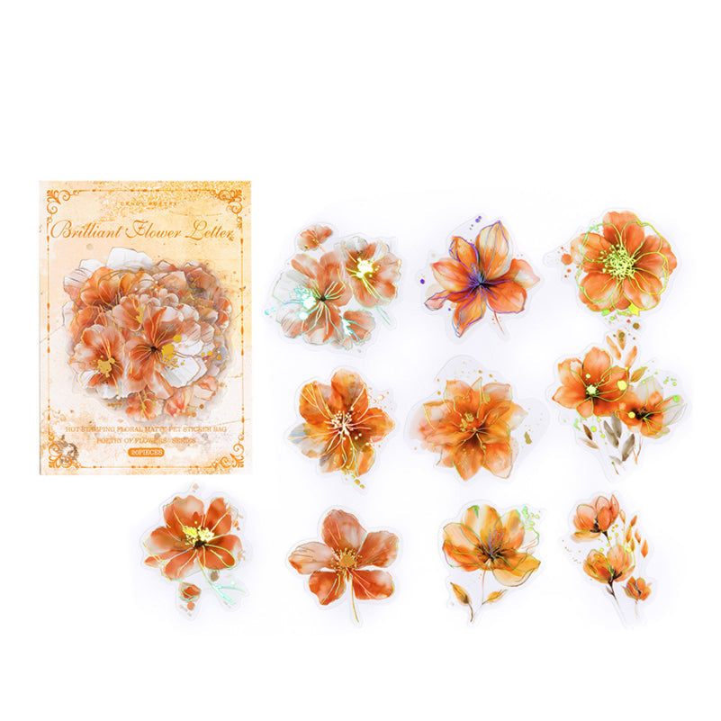 20 Pcs Gilded Flora PET Stickers FHZS05