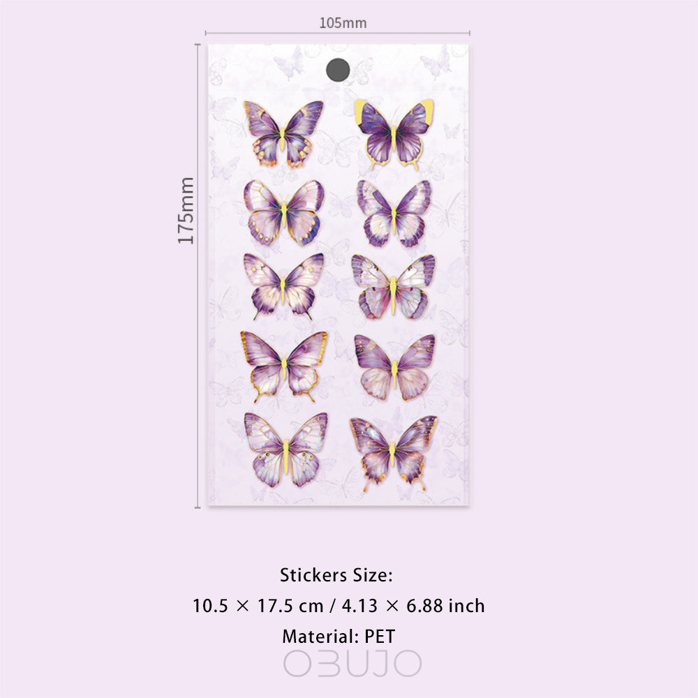 10 Pcs Glitter Butterfly Stickers MDHJ