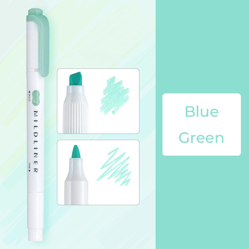 Zebra Mildliner WKT7 Double-Sided Highlighter - Mild Blue Green