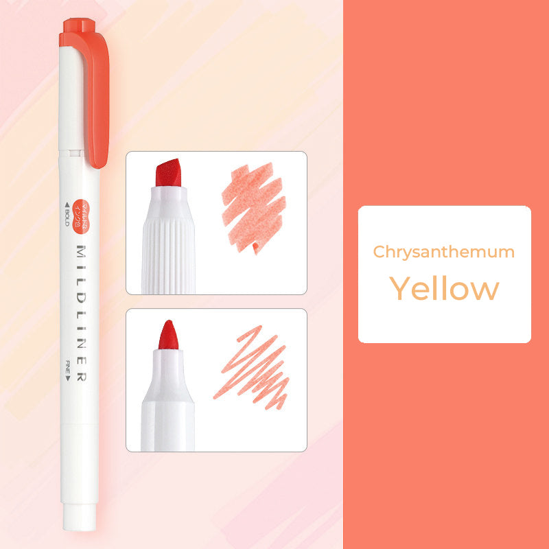 Zebra Mildliner WKT7 Double-Sided Highlighter - Mild Chrysanthemum Yellow