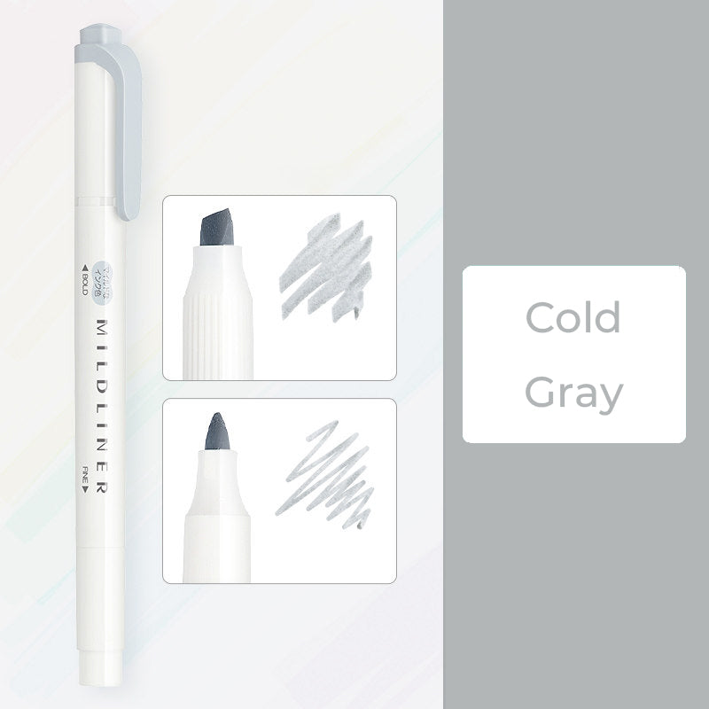 Zebra Mildliner WKT7 Double-Sided Highlighter - Mild Cold Gray
