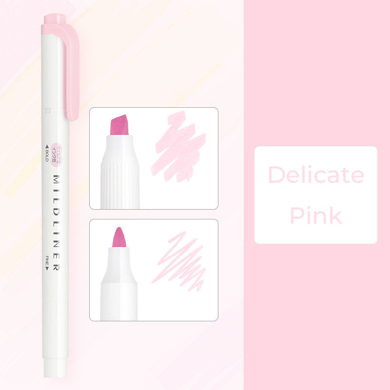 Zebra Mildliner WKT7 Double-Sided Highlighter - Mild Delicate Pink