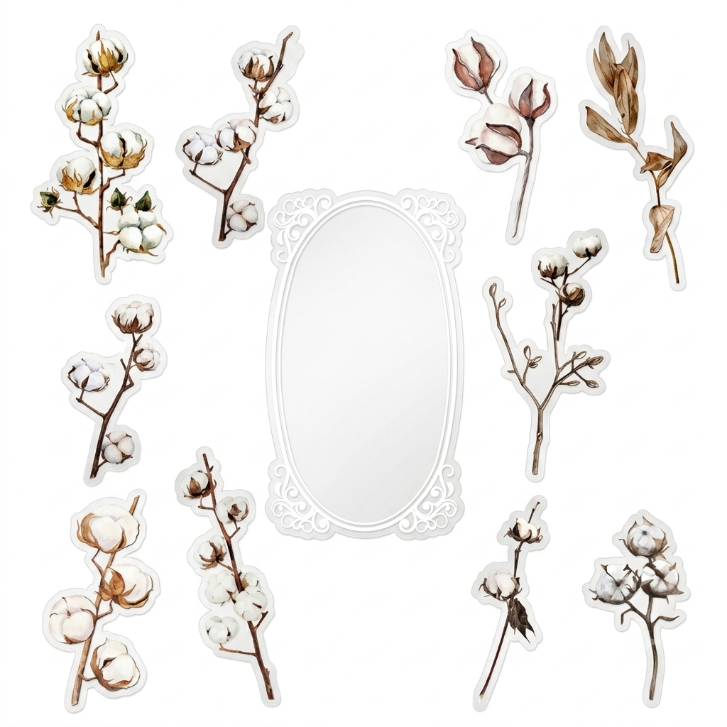 10 Pcs Large Cotton PET Stickers MMHS