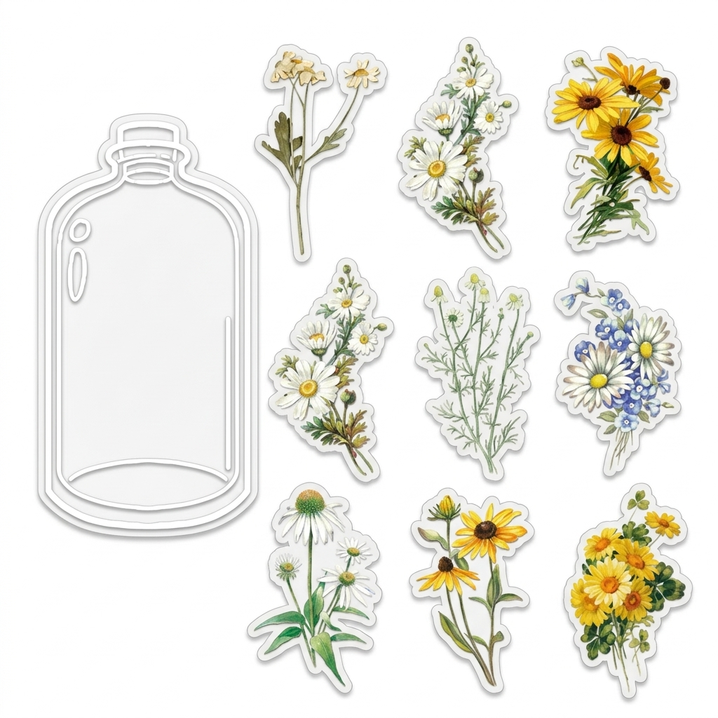 10 Pcs Large Daisy PET Stickers CJLH