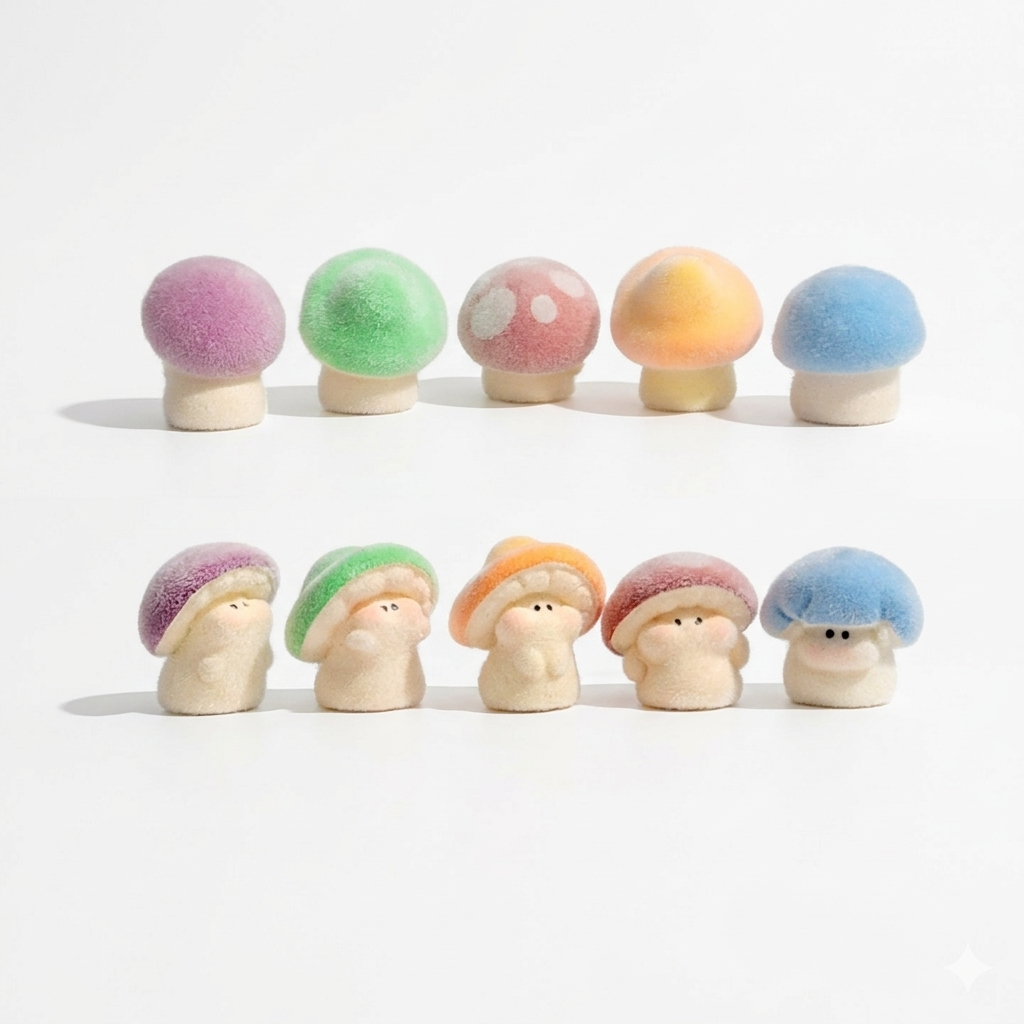 Fuzzy Mushroom Desk Buddies