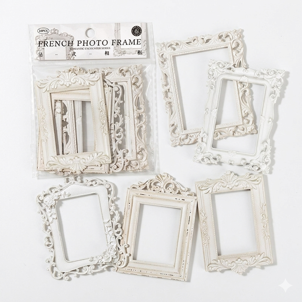 10 Pcs Antique Baroque Relief Frame Paper Pack -  European