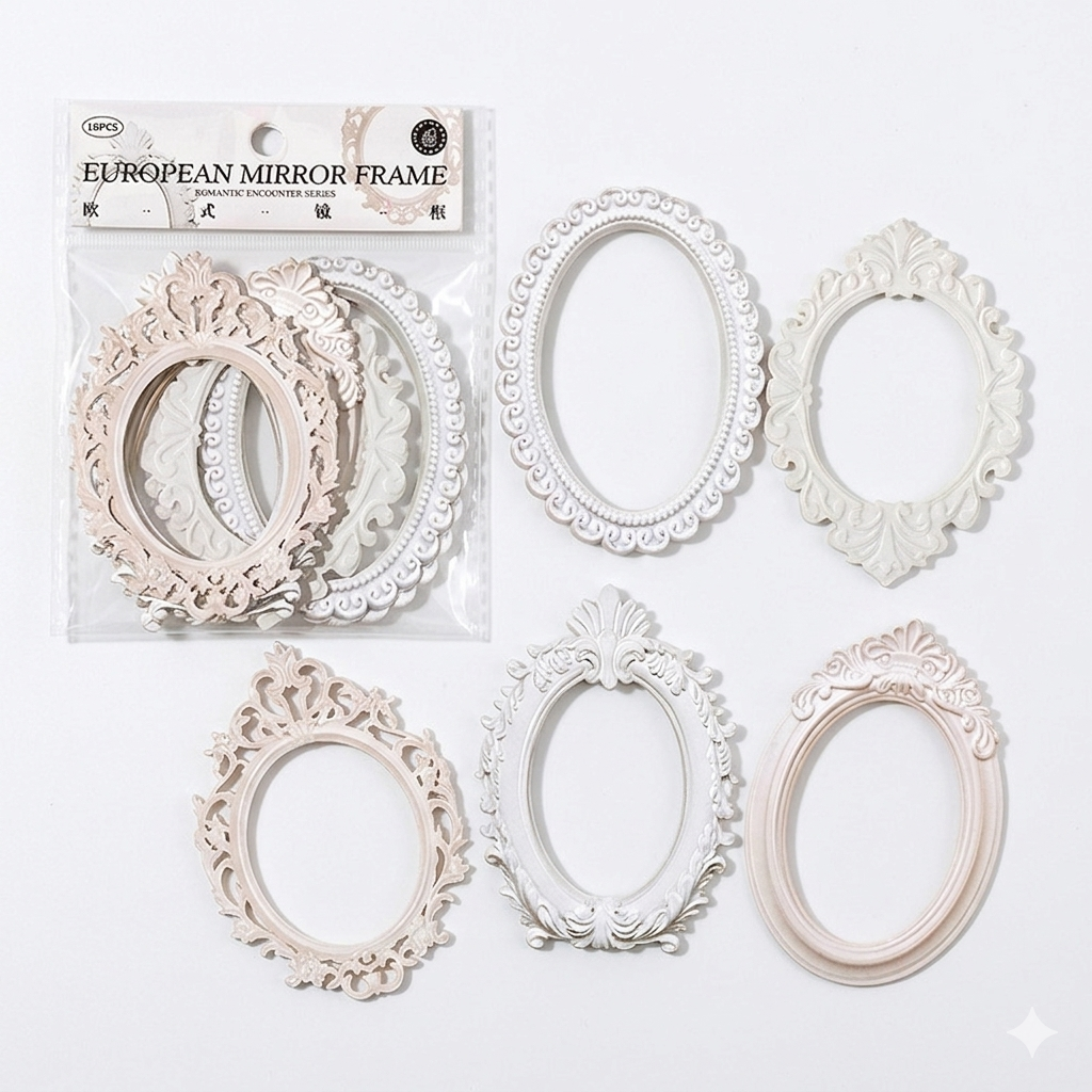 10 Pcs Antique Baroque Relief Frame Paper Pack - French