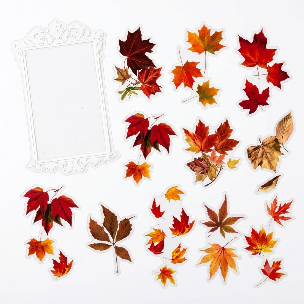10 Pcs Large Maple PET Stickers WRFL