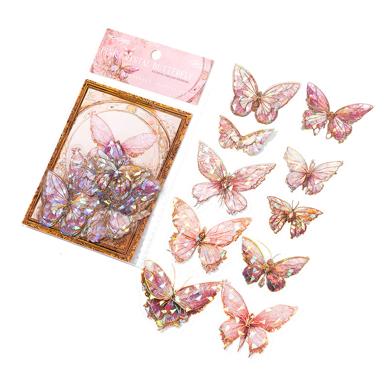 20 Pcs Shellfish Light PET Butterfly Stickers WJDPA