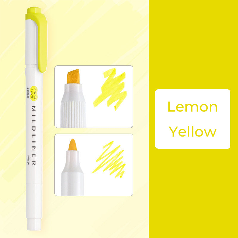 Zebra Mildliner WKT7 Double-Sided Highlighter - Mild Lemon Yellow