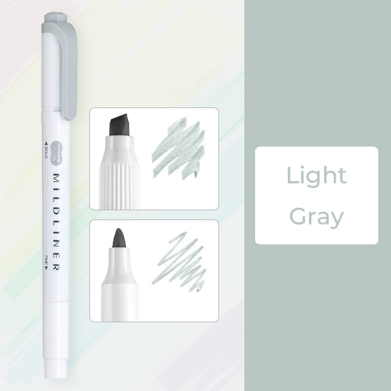 Zebra Mildliner WKT7 Double-Sided Highlighter - Mild Light Gray