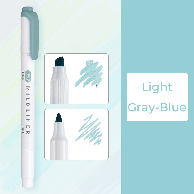 Zebra Mildliner WKT7 Double-Sided Highlighter - Mild Light Gray Blue