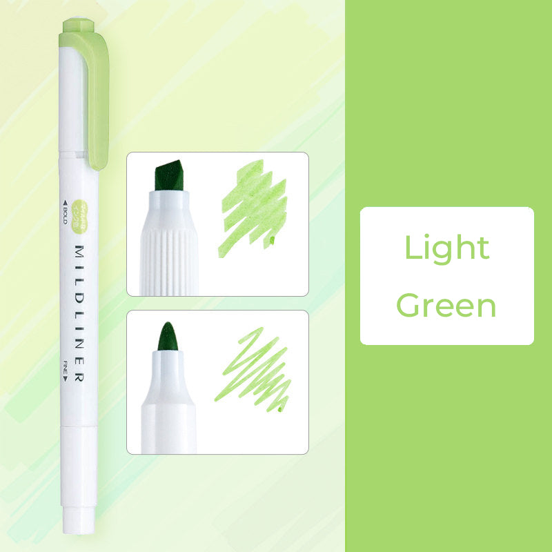 Zebra Mildliner WKT7 Double-Sided Highlighter - Mild Light Green