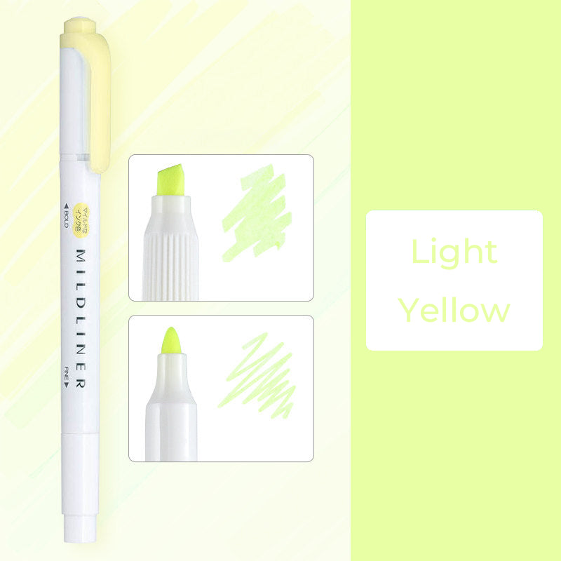 Zebra Mildliner WKT7 Double-Sided Highlighter - Mild Light Yellow