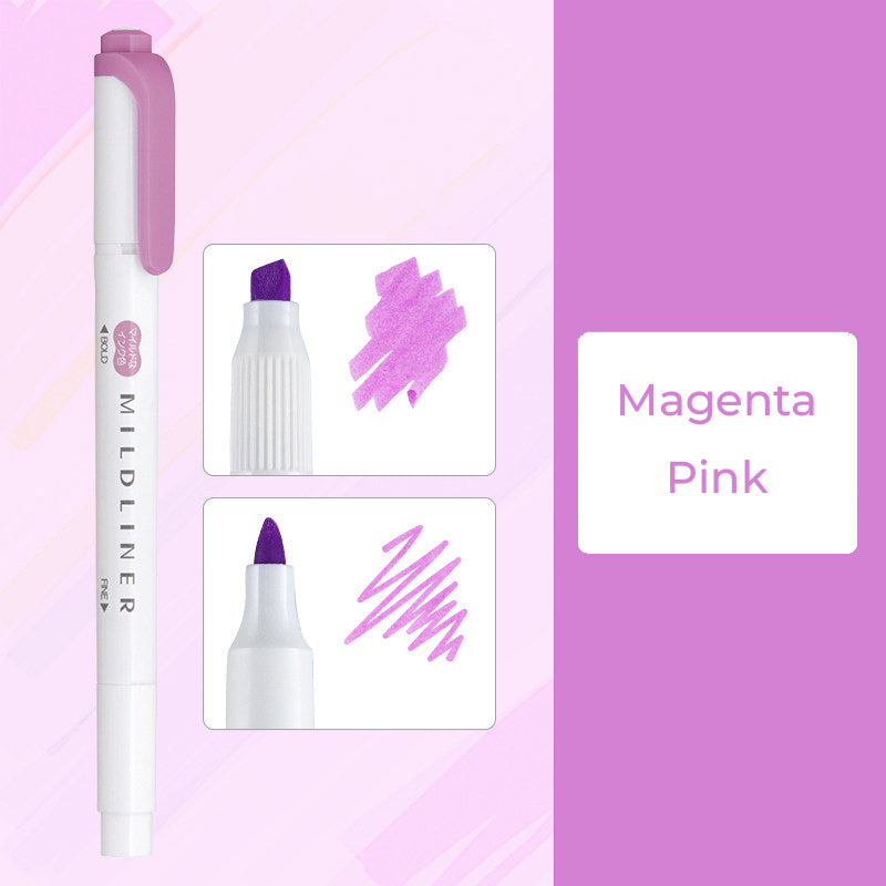 Zebra Mildliner WKT7 Double-Sided Highlighter - Mild Magenta Pink