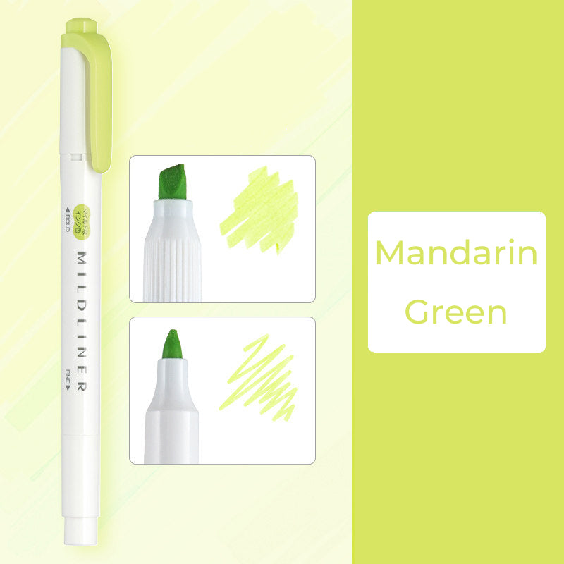 Zebra Mildliner WKT7 Double-Sided Highlighter - Mild Mandarin Green