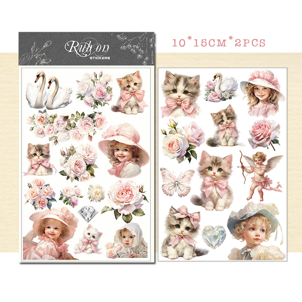 2 Sheets Rub on Stickers MGNH