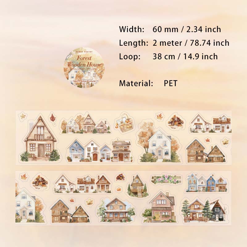 1 Roll House Theme PET Stickers Tape FWZJGS