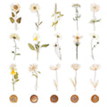 40 Pcs Vintage Pressed Flower Wax Seal Stickers- White