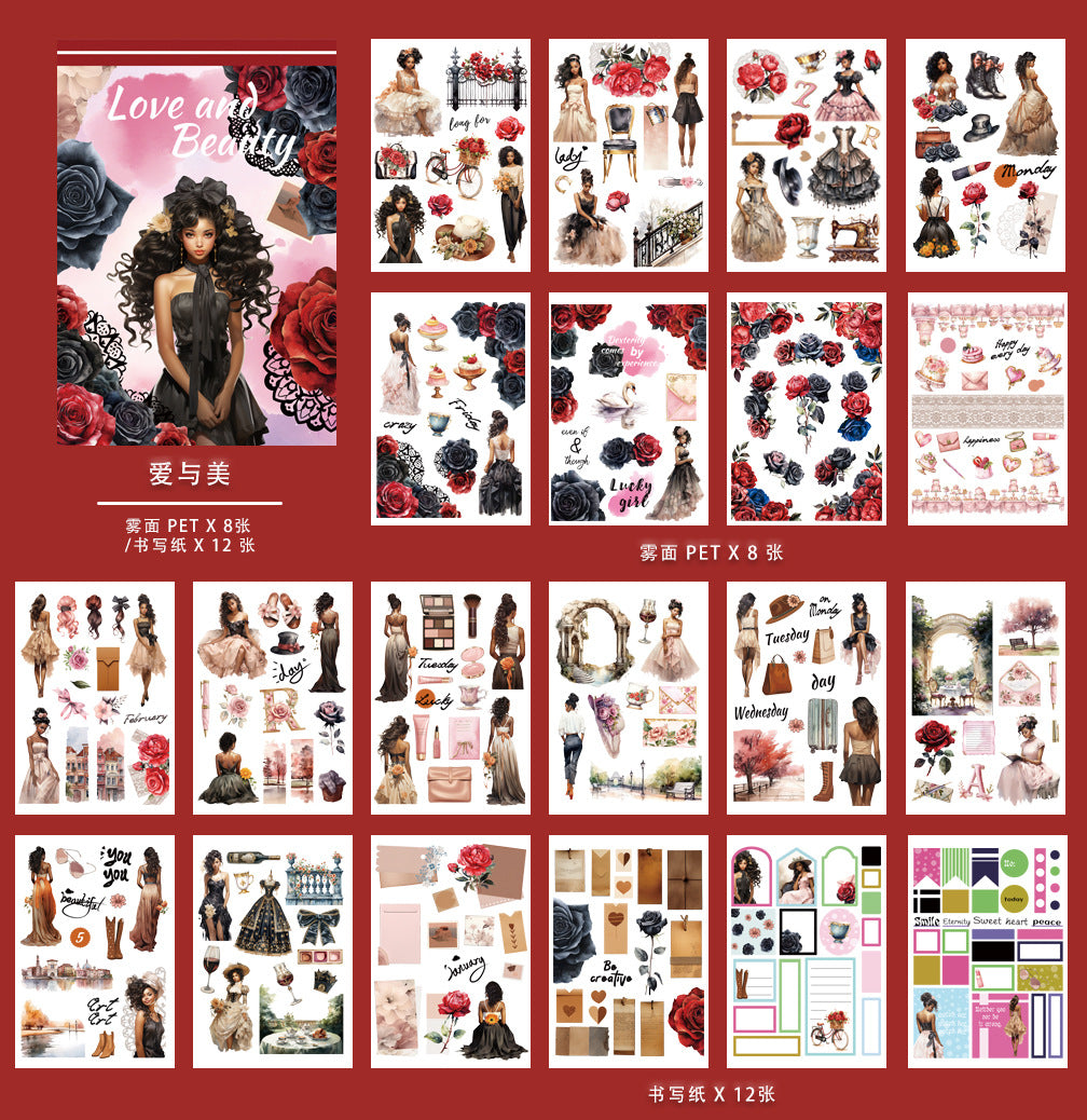 20 Sheets A5 Flower Stickers Book DHHDXL