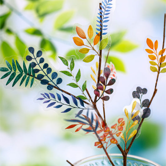 30 Pcs Watercolor Leaf PET Stickers QXXL