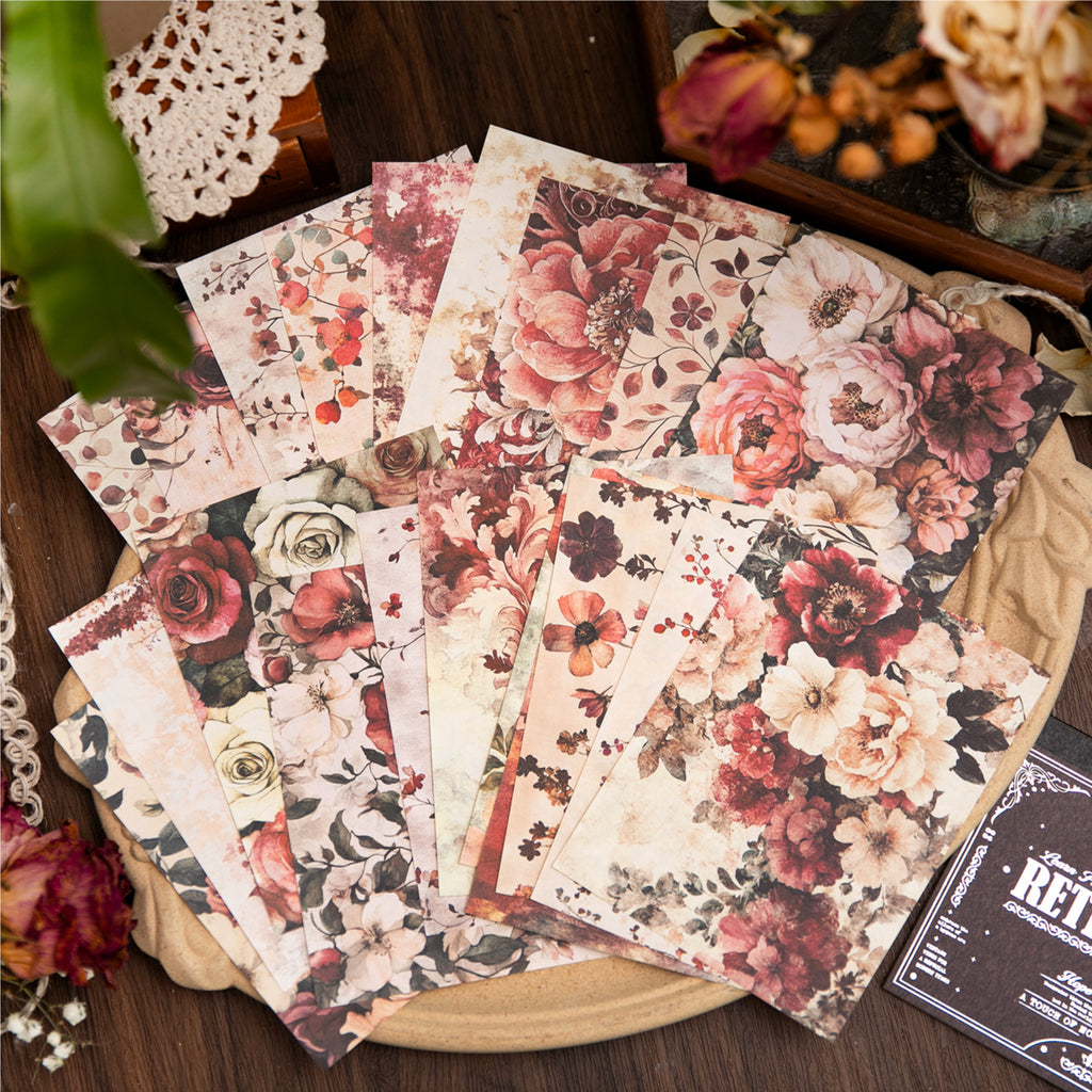 20 Sheets Floral Scrapbook Paper FGHJ